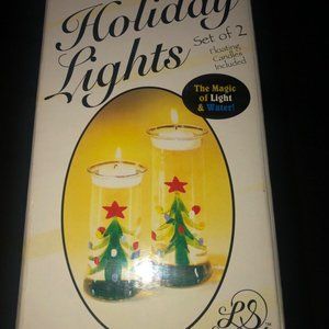 Vintage LS Arts Christmas‎ Tree Venezia Art Glass Floating Candle Holders NEW